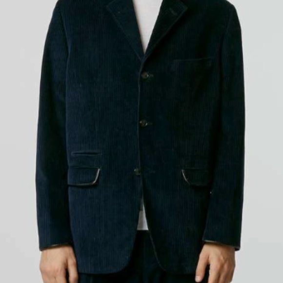 Topman‎ Curtis Kulig Navy Corduroy Blazer - Men's 36R, Jacket, Retail $250 - Picture 2 of 5